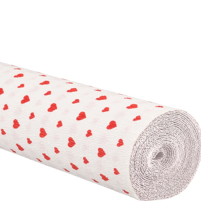 Gärtnerkrepp - 50 X 250CM - Blanco Con Rojos Corazones