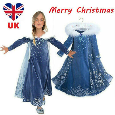 Girls 2022~Frozen 2 Princess Elsa Fancy Dress Up Cosplay Costume Party Outfit UK
