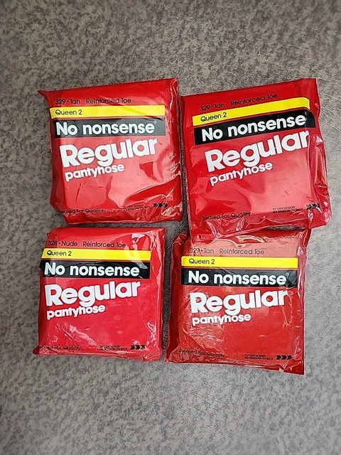4 Single Packs, No Nonsense Regular Nylon Reinforced Pantyhose, Tan 329 Size Q2