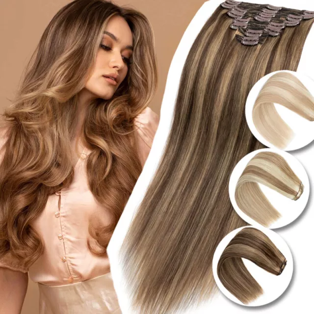 120G Dick Echthaar Clip In Remy Hair Extensions 8 Tressen Glatt Haarverlängerung