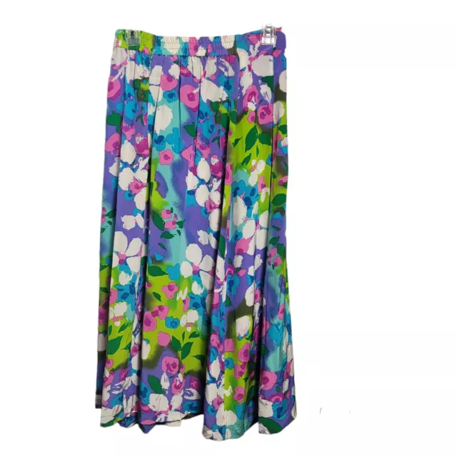 Women's Diane Von Furstenberg  Pleated 100% Silk Skirt  Vibrant Floral sz 8