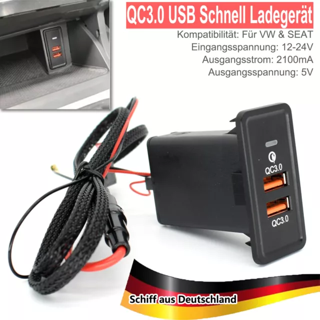 Auto Schnell QC3.0 Ladegerät Handy Steckdose Dual USB Port 12V Für VW Für SEAT
