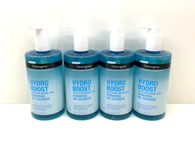 4 NEW Neutrogena Hydro Boost With Hyaluronic Acid Hydrating Cleanser 16 oz. 2025