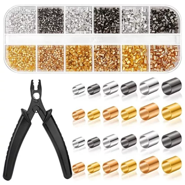 2200pcs Jewelry Crimp Beads with Crimping Pliers Jewelry Beading Making Supplies