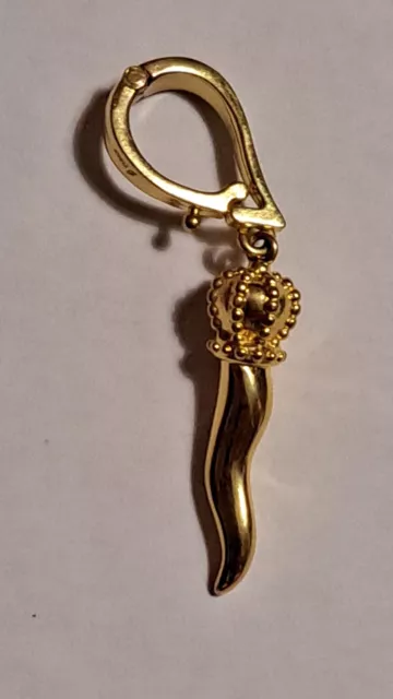 DESIGNER 18K GOLD Over Bronze Italian Horn Pendant Enhancer $59.00 ...