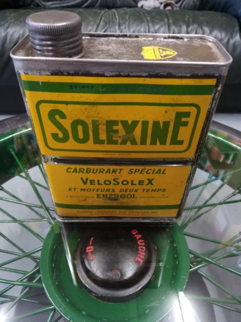 ancien BIDON MÉTAL SOLEXINE SOLEX ,no copie, no émaillé