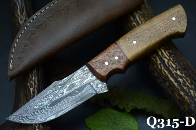 Custom 8.0"OAL Hand Forged Damascus Steel Hunting Knife Handmade (Q315-D)
