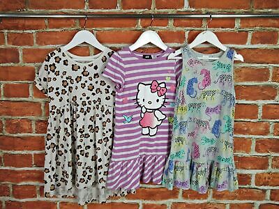 Girls Bundle Age 4-5 Years H&M Next Short Sleeve Dress Hello Kitty Leopard 110Cm