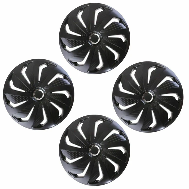 Copriruota 14" Coprimozzo Vento Coperture in Plastica Set di 4 Black Fit R14