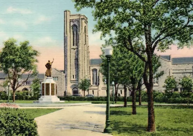 VTG Linen Postcard Memorial Park Calvary Methodist Episcopal Church Frederick MD