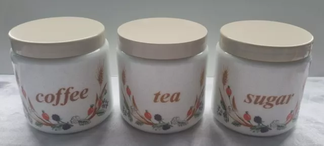 Set Of Vintage CLP Retro Coffee Tea Sugar Lidded Storage Jars Cannisters Unused