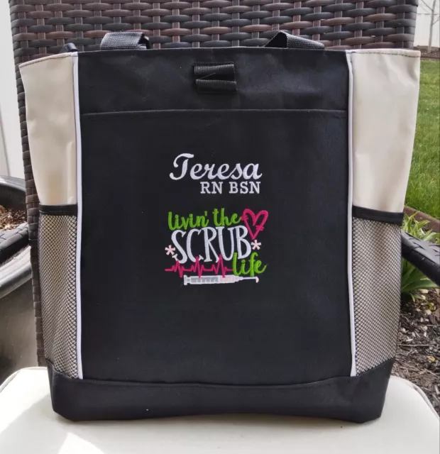 Scrub Life Personalized Nursing Tote Bag Nurse Appreciation Gift RN CNA LPN BSN