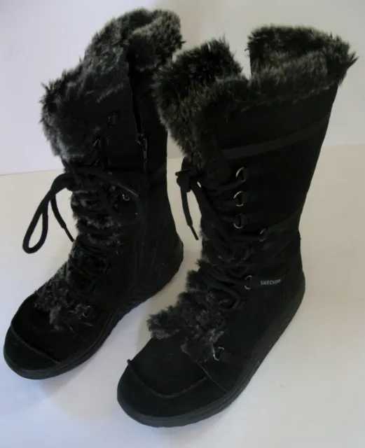 Skechers Shape-Ups Toning Boots Lined Black Leather Women Style 11812 Size US 6