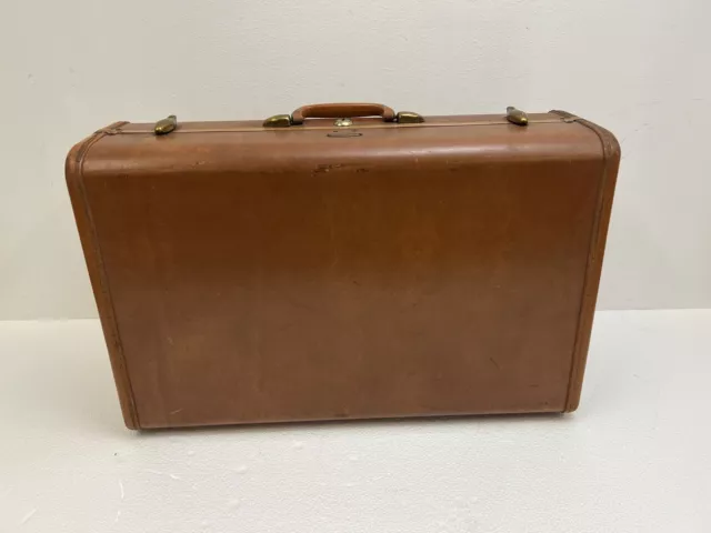 Vintage Samsonite Shwayder Brown Luggage Suitcase briefcase hard shell side 50s