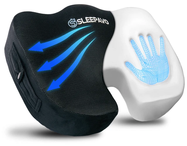 Sleepavo Memory Foam Seat Cushion for Office Chair - Butt Pillow for Sciatica