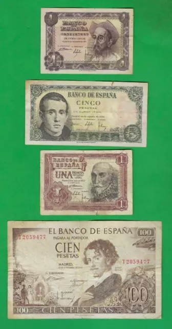 Spain  1951 - 1966 ~ Pesetas ~ 4 X Paper Money Lot # 7685 (*-*)