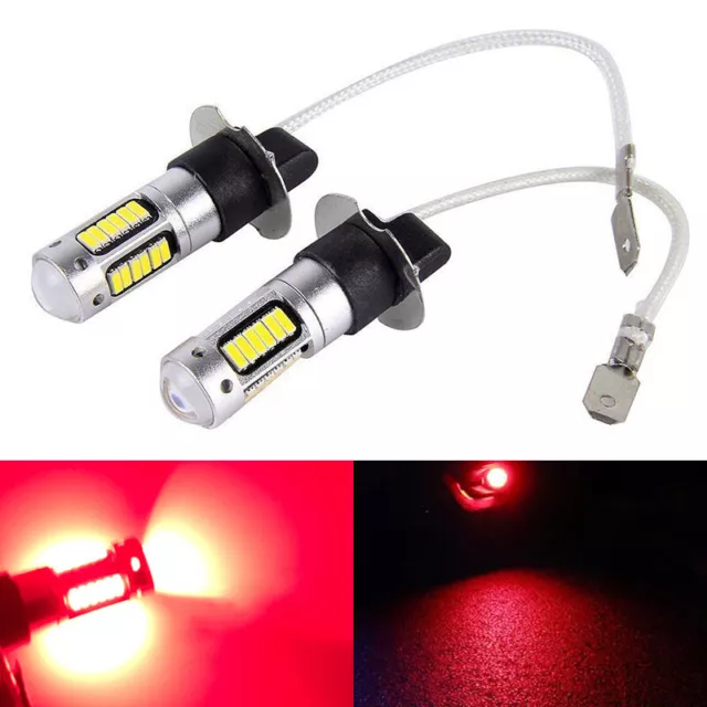 2x Bright H3 LED Bulbs 4014 30SMD Car Fog Light High DRL Driving Lamp 6000K