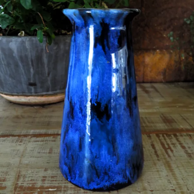 FABULOUS Vtg 1930s ONYX Blue BRUSH McCOY Art POTTERY Vintage VASE Arts & Crafts 3