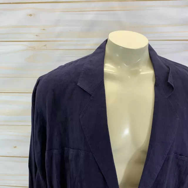 Vtg Pancaldi & B Linen Jacket Large Blue Linen LS Elastic Waist Open Front B15 2