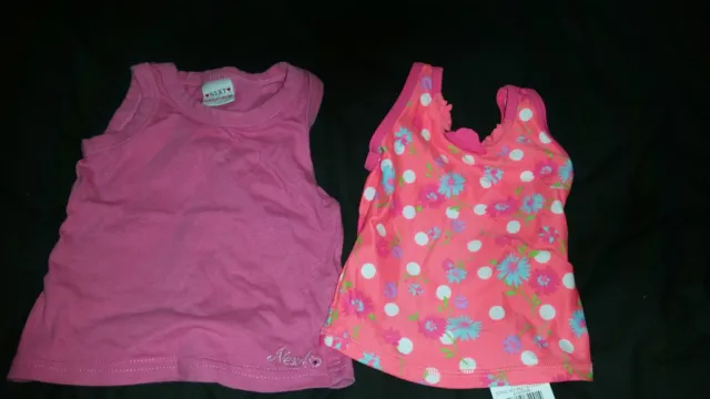 2 X Girls Clothing George Flowered Swim Top Next Vest Top Age 9-12 Months