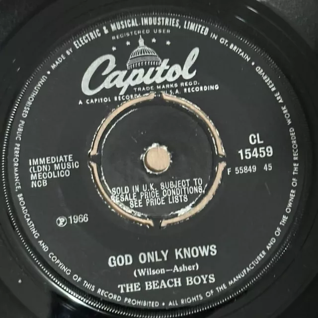 THE BEACH BOYS God Only Knows UK vinyl 7" single CL15459