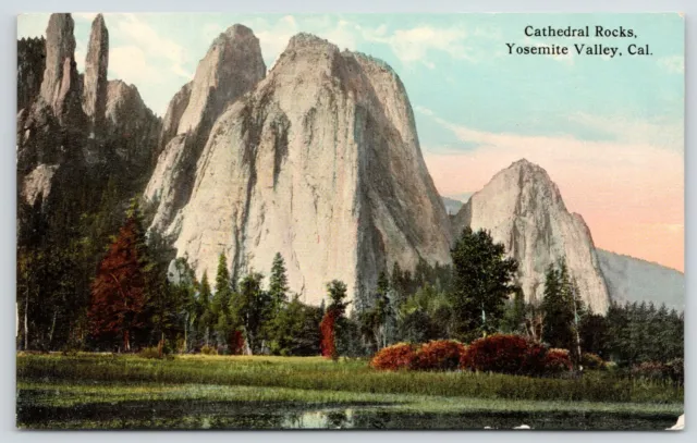 Yosemite Valley California~Close Up Cathedral Rocks~1914 Postcard