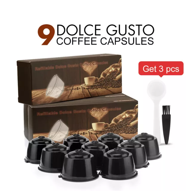 9PCS Refillable Coffee Capsule Filter Pods For Dolce Gusto Nescafe Reusable Cups