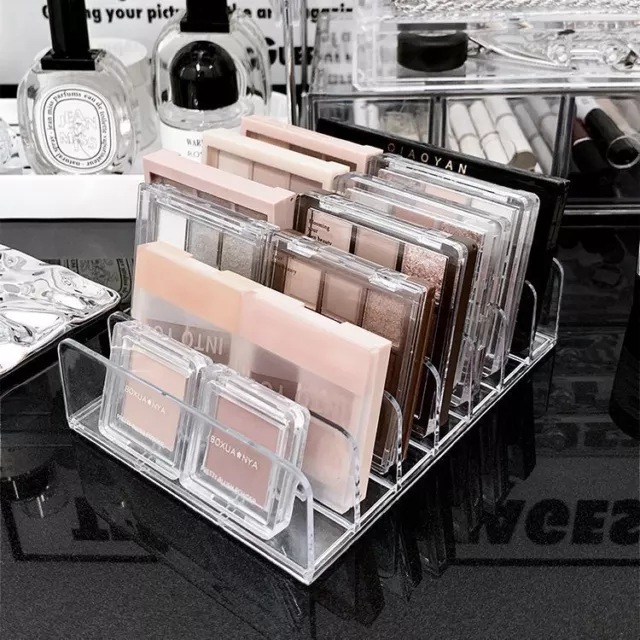 Acrylic 7 Section Divided Make Up Palette Storage Holder Eyeshadow Shelves