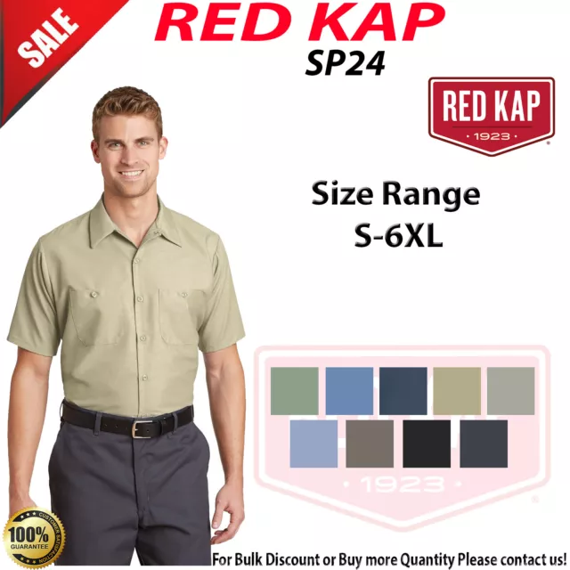 Red Kap SP24 Mens Short Sleeve Industrial Work Dress Shirt