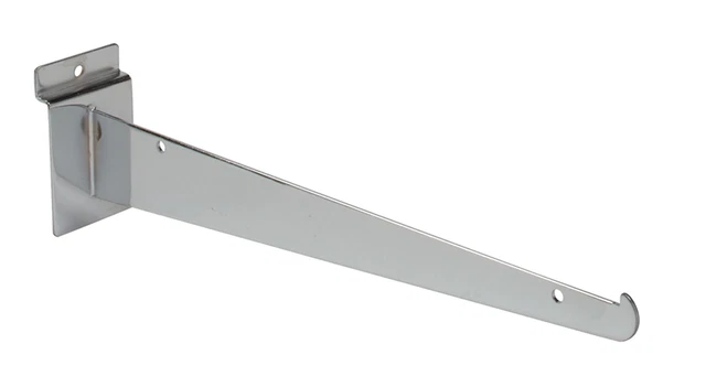 12" Slatwall Shelf Bracket - Chrome - (Holds 30lbs) - Pack of 10