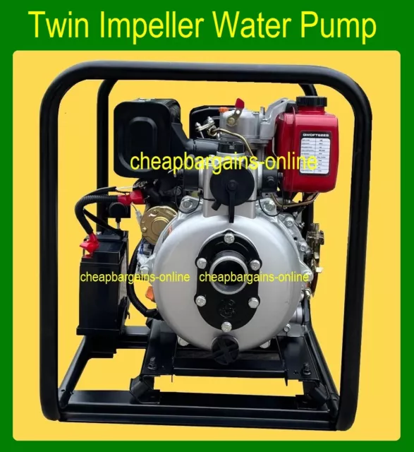 DIESEL FIRE FIGHTING PUMP DIESEL WATER PUMP TWIN IMPELLER 50mm Inlet + 3 Outlet 3