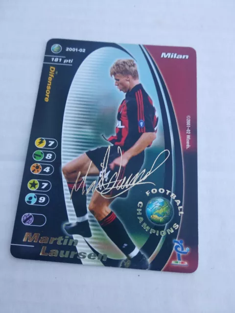 Martin Laursen  Promo Card Con Firma Football Champions 2001/02 Milan 3