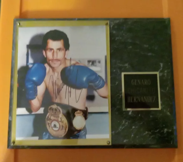 Signed GENARO "CHICANITO HERNANDEZ BOXING Plaque With Certification.