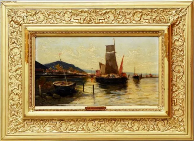 Ölgemälde Öl auf Holz Georg Fischhof sign Pseudonym J Wagner Marine Meer 47x34cm