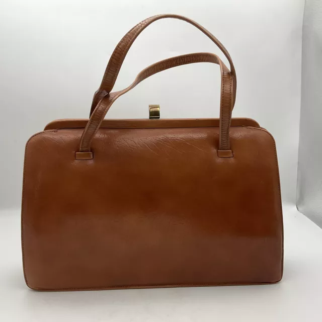 Vintage Retro Brown Leather Ladies Handbag C.1960s