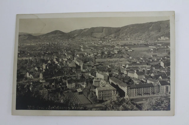 Antike AK Graz vom Schloßberg gen Westen