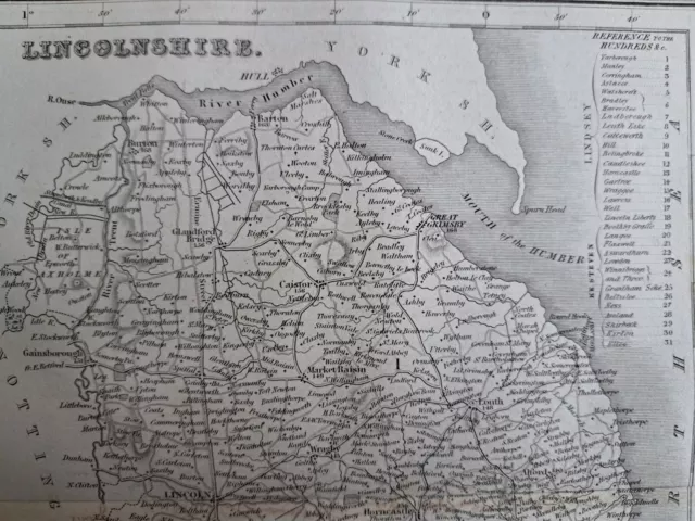 1843 LINCOLNSHIRE antique map by A Fullarton. 180 years old. Boston, Grantham.