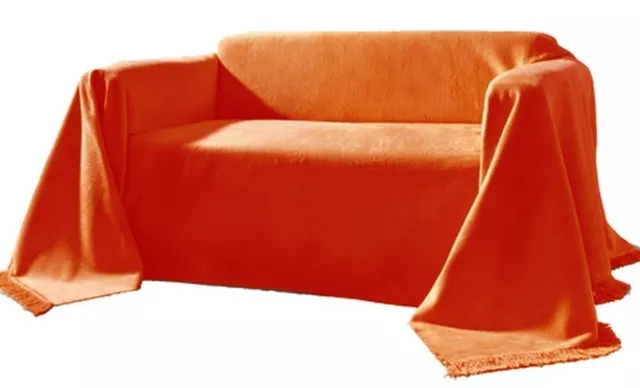 Kuschelweicher ÜBERWURF oder KISSEN-HÜLLE für SOFA ~ COUCH ~ SESSEL orange NEU