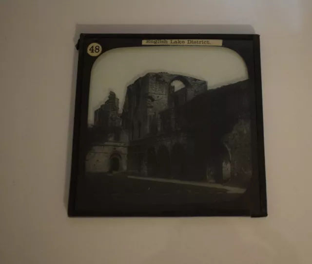 Magic Lantern Slide FURNESS ABBEY CLOISTER COURT C1890 PHOTO BARROW IN FURNESS 2