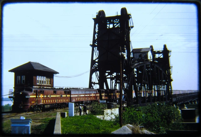 Railroad Slide DUPLICATE Pennsylvania PRR E7 5867 Action on Bridge