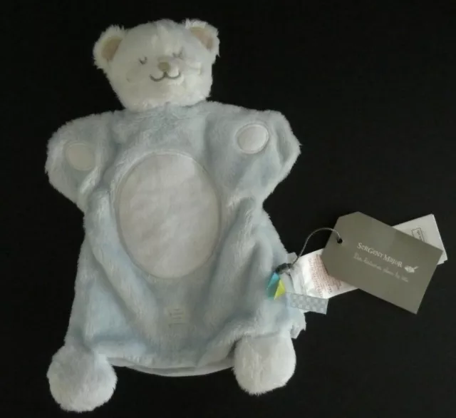 Dc2 -Doudou Plat Marionnette Sergent Mon Premier Major Ours Bleu Rond Blanc Neuf
