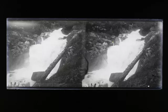 Cascade France Cauterets Photo Stereo L2n10 Vintage Plaque de verre NEGATIF