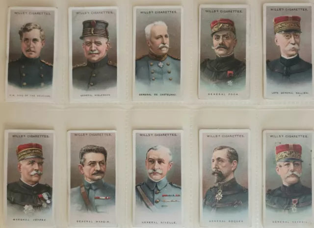 Wills Cigarette  Cards- Allied Army Leaders 1917 - Full Set