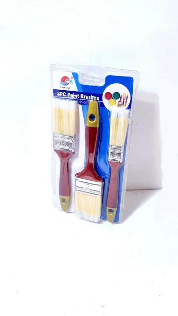 Set 3 Pennelli Per Pittura Dipingere Vernice Manico Da Imbianchino Muro