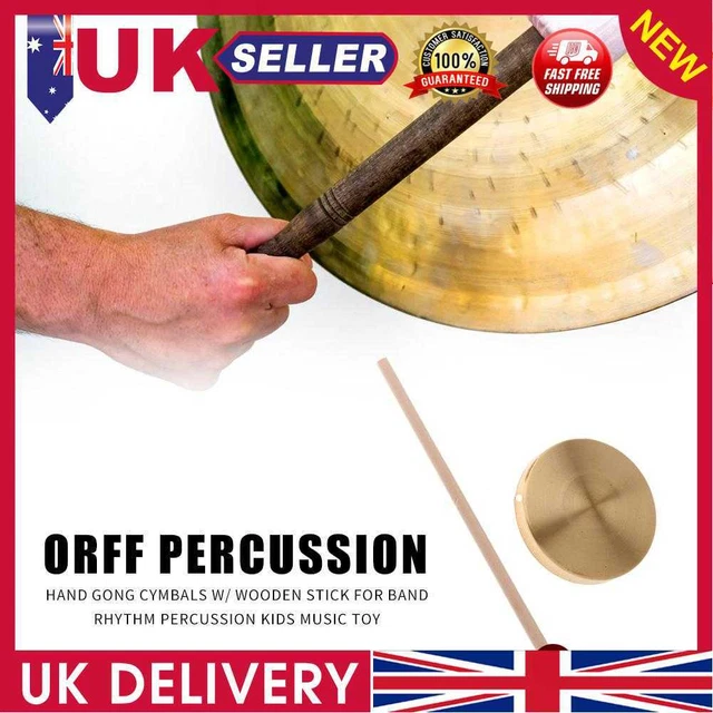 21cm Hand Gong Copper Cymbals with Wooden Stick for Band Rhythm Kids Music Toy U