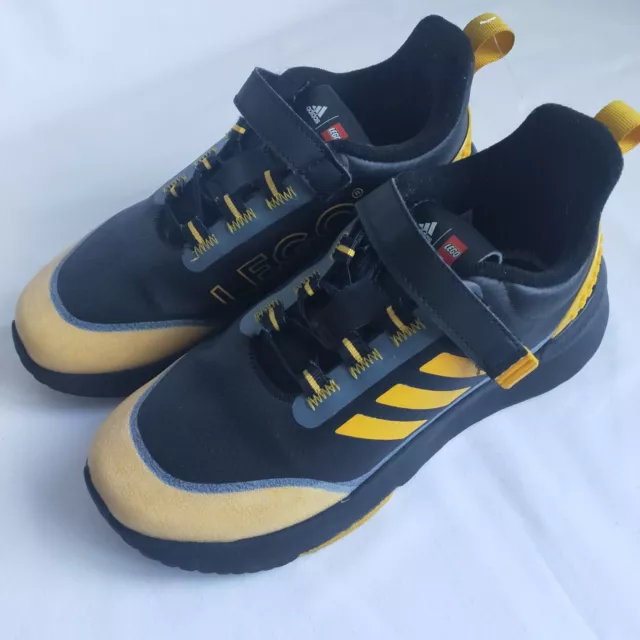 ADIDAS LEGO TRAINERS Shoes Kids Size 2.5 Black with Yellow Three