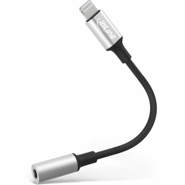 Cavo USB certificato InLine Lightning MFi, per iPad, iPhone, argento/nero 0,1 m