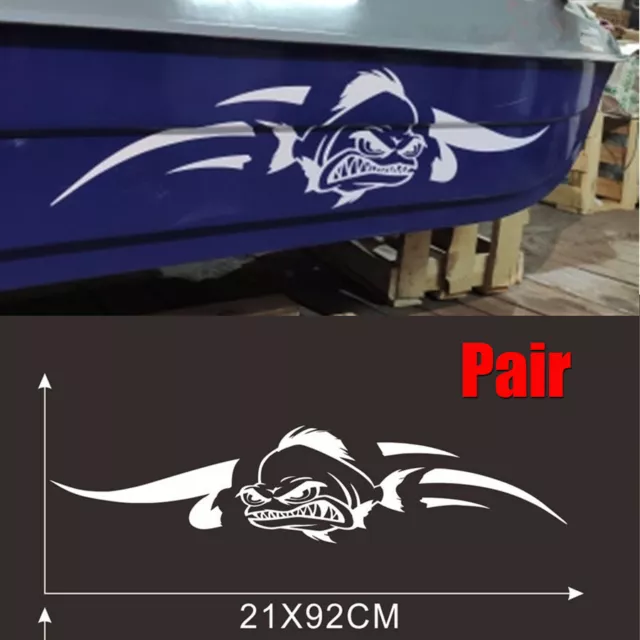 2x White Fish Boat Yacht Sticker Vinyl Graphics Decals Body Decor Trim Universal