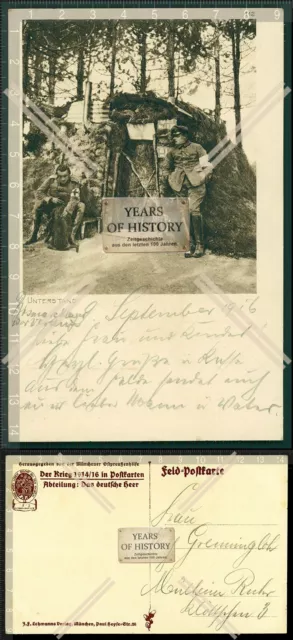 Orig. AK 1.WK Der Krieg 1914/15 in Postkarten Unterstand Feldpostkarte 33er