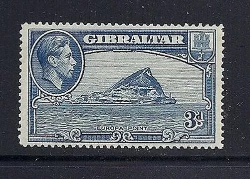 Gibraltar 1938-51 KGVI ( Sg 125a 3D) Perf 14X14 F/VF MH Siehe Beide Scans